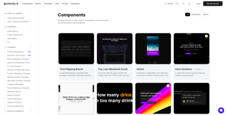 Скрин сайта Aceternity UI
