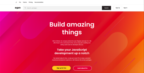 Скрин сайта npm